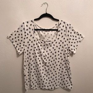 Black and white floral print shirt